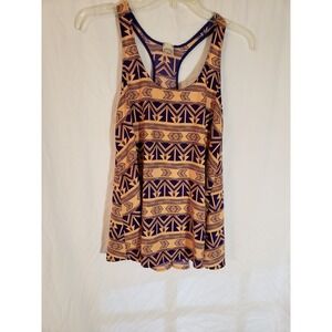 Women's Sun And Moon Blue Geometric Pattern Tank Top Size S